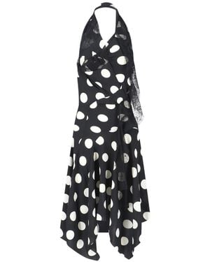 Junya Watanabe Polka Dot Asymmetrical Midi Dress - White