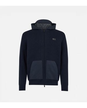 MC2 Saint Barth Boy Full Zip Jumper Wiberg Jr With Technic Fabric Hoodie And Pockets - Blue