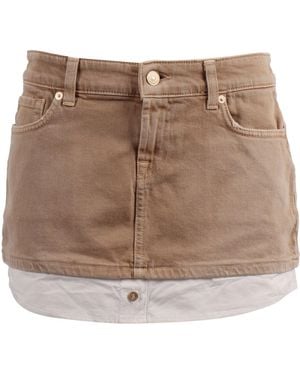7 For All Mankind Double Layer Cherry Cotton Elastane Skirt - Brown