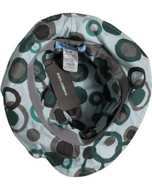 Dolce & Gabbana Teal Cotton Big Polka Dot Pattern Bucket Hat - Green
