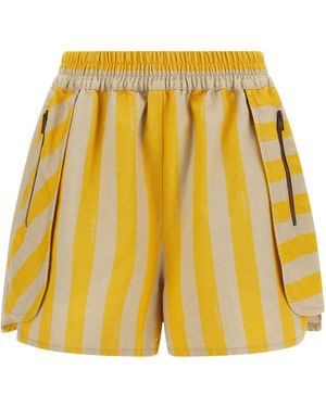Fendi Pequin Striped Shorts - Yellow