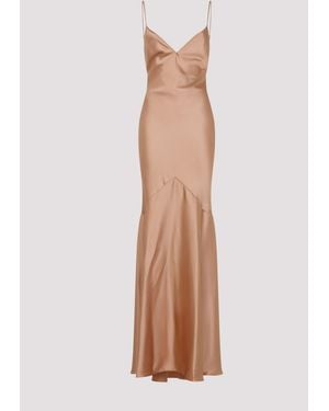 Elisabetta Franchi Satin Gown Dress Polyester Elastane - Brown