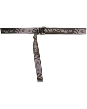 Balenciaga Khaki And Jacquard Canvas D Ring Belt - Green