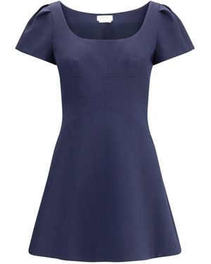 McQueen Short Dress With Short Gathered Sleeves - Blue