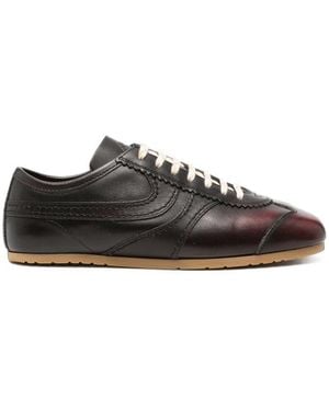 Dries Van Noten Lace-Up Leather Sneakers - Brown