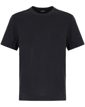 ZEGNA Charcoal Silk Blend T-Shirt - Black