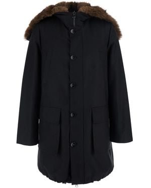 VALENTINI 1972 Hooded Parka Cotton Coat - Black