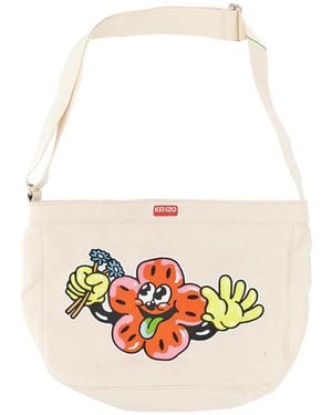 KENZO Shoulder Bag With Embroidery Cotton - White