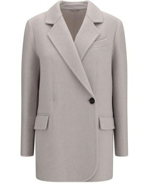 Brunello Cucinelli Wool Oves Aries Full-Length Jacket Clothing - Grey