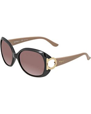 Ferragamo Sunglasses Round Full Rim, /Tuape Frame And Gradient Lens Sf668001 - Brown