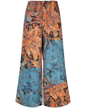 Rianna + Nina Melina Light Blu And Brocade Trousers - Blue