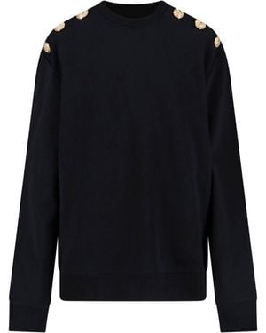 Balmain Crewneck Sweatshirt With Decorative Buttons - Black