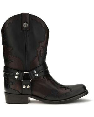Versace Black Calf Leather Bos Taurus Boots