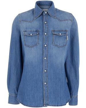 Roy Rogers Ranch Denim Shirt With Long Sleeves Light And Blouses - Blue