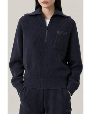 Brunello Cucinelli Night Sky Half Zip Ribbed Cotton Jumper Clothing - Blue