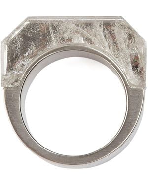 Rick Owens Double Crystal Hollywood Ring Brass Rocca Anelli - White