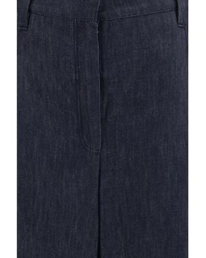 Brunello Cucinelli Denim Effect Twill Wide Pants Cotton Jean - Blue