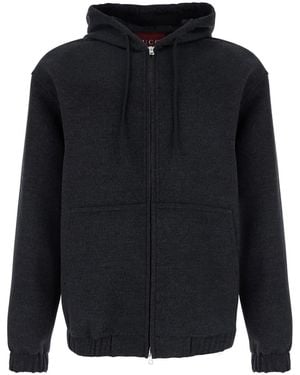 Gucci Hooded Jacket With Logo Embroidery On The Front - Blue