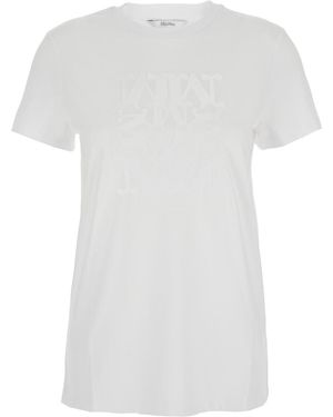 Max Mara Crewneck T-Shirt With Tonal Logo Cotton T-Shirts & Jerseys - White