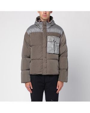 C.P. Company Walnut-Coloured Hooded Down Jacket - Grey