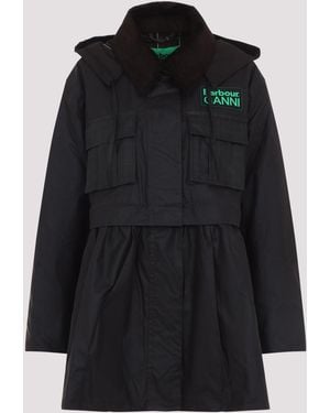 BARBOUR X GANNI Peplum Wax Jacket - Black