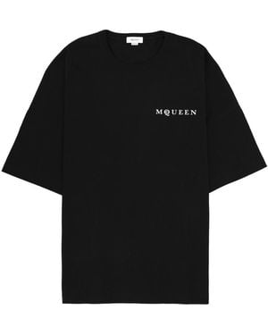 McQueen Logo T-Shirt Cotton T-Shirts - Black