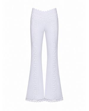 Charo Ruiz Floral Lace And Voile Vianora Flared Pants - White