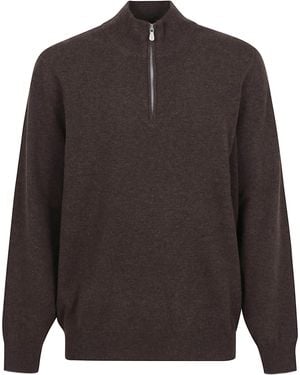 Brunello Cucinelli Cashmere Half Zip Sweater - Gray