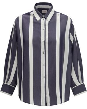 Cruna Oversized Striped Shirt Viscose - Blue
