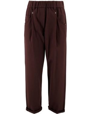 パンツ Brunello Cucinelli Baggy Fit Pants Brunello Cucinelli Baggy Poplin Cropped Pull-On Pants