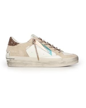 Crime London Trainers Leather Fabric - Natural