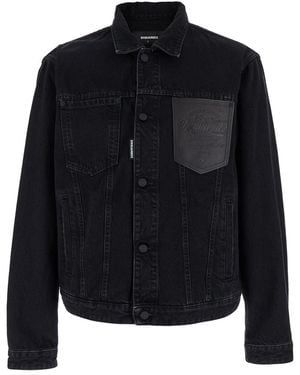 DSquared² Jacket With Classic Collar And Embossed Logo On The Front - Blue