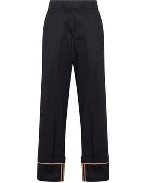Herno Cotton Gabardine Trousers With Turn-Up Hems - Blue