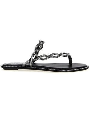 Rene Caovilla Embellished Slip-On Sandals - Black