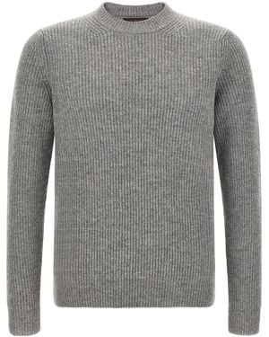 Zanone Ribbed Virgin Wool Sweater - Gray