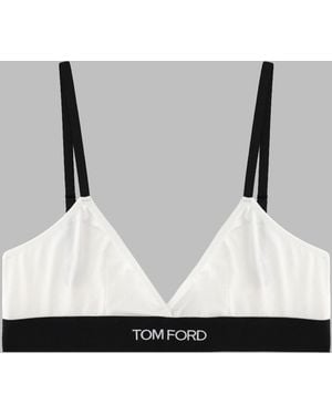 Tom Ford Logo Bralette Modal Underwear - White