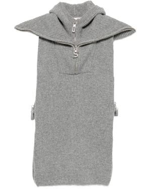 Sportmax Waistcoat Vernice Ribbed Knit Wool Jumper - Grey