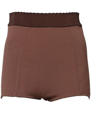 Dolce & Gabbana Viscose High Waisted Hot Trousers Shorts Silk Nylon Elastane - Brown