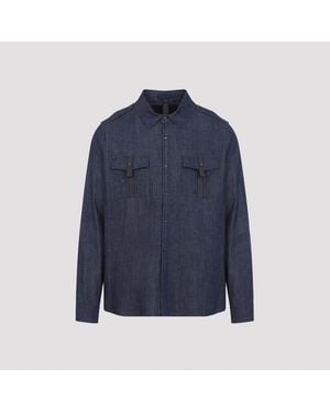 Sease Cotton Denim Overshirt - Blue