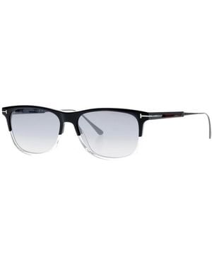 Tom Ford Sunglasses Square Full Rim, -Crystal Frame And Smoke Mirror Lens Ft081303C - Black