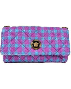Versace Wool Lurex Medium Shoulder Crossbody Bag - Blue