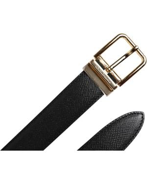 Dolce & Gabbana Grained Leather Metal Buckle Belt Calf - Black