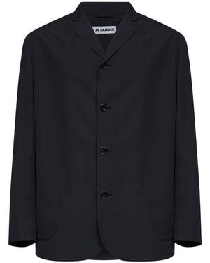 Jil Sander Waterproof Recycled Polyester Single-Breasted Jacket - Blue