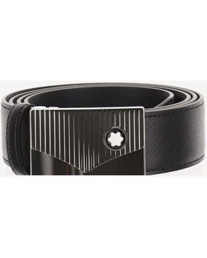 Montblanc Leather Belt With Emblem - Black