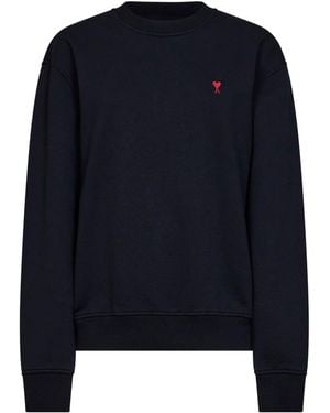Ami Paris Loopback Cotton Ami De Cœur Sweatshirt - Blue