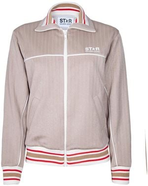 Golden Goose Technical Fabric Sweatshirt With Star Logo - Natural