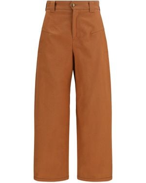 Chloé Cotton Canvas Barrel-Leg Trousers - Brown