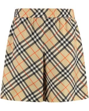 Burberry Check Motif Bermuda Shorts Silk - Natural