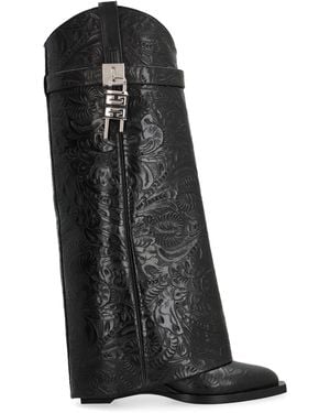 Givenchy Shark Lock Cowboy Leather Boots - Black