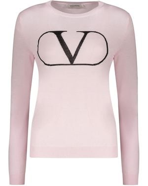 Valentino Garavani Long Sleeve Crew-Neck Sweater - Pink